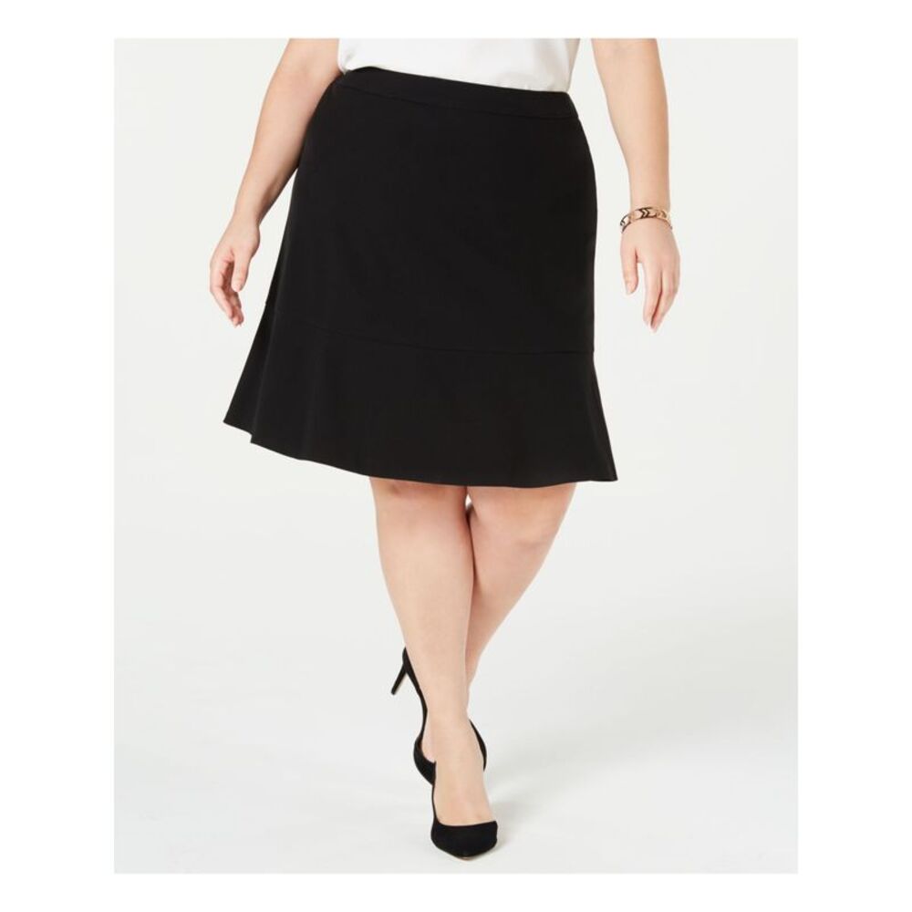BAR III Womens Ruffled Zippered Knee Length Wear To Work A-Line Skirt